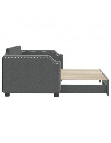 Divano Letto con Letto Estraibile Grigio Scuro 90x190cm Tessuto