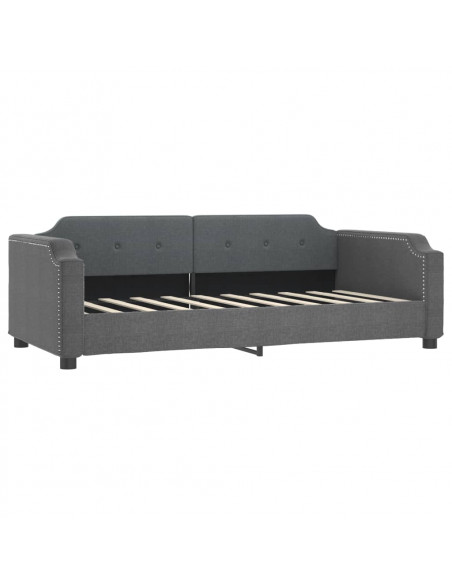 Divano Letto con Letto Estraibile Grigio Scuro 90x190cm Tessuto