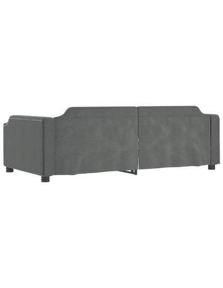 Divano Letto Estraibile Cassetti Grigio Scuro 90x190cm Tessuto