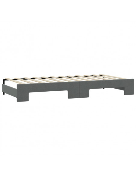 Divano Letto Estraibile Cassetti Grigio Scuro 90x190cm Tessuto