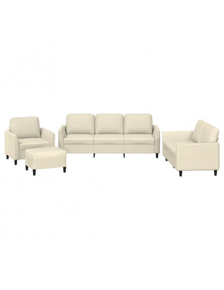 Set di Divani 4 pz con Cuscini crema in Similpelle