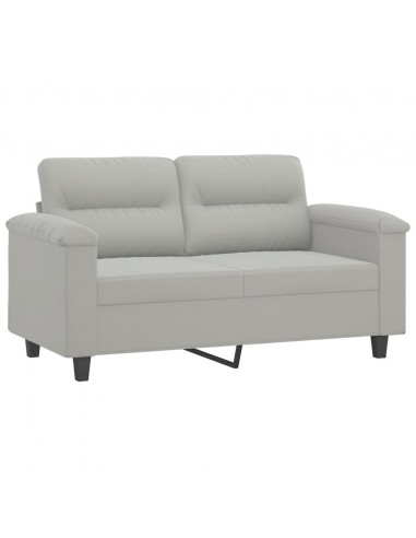 Set Divani 2 pz con Cuscini Grigio Chiaro in Tessuto Microfibra