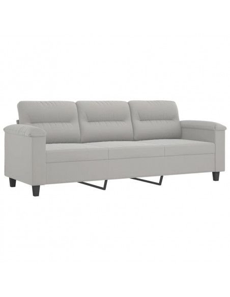 Set Divani 3 pz con Cuscini Grigio Chiaro in Tessuto Microfibra