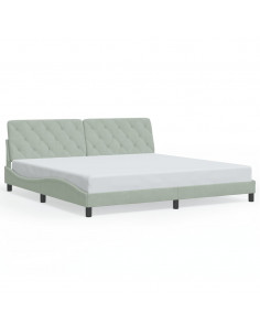 Giroletto con Testiera Grigio Chiaro 200x200 cm in Velluto