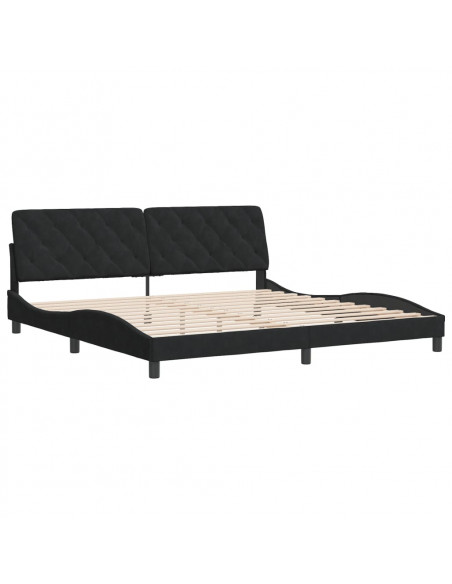 Giroletto con Testiera Nero 200x200 cm in Velluto