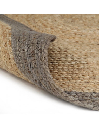 Tappeto Lavorato a Mano in Juta con Bordo Grigio 180 cm