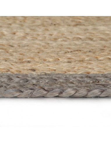 Tappeto Lavorato a Mano in Juta con Bordo Grigio 180 cm