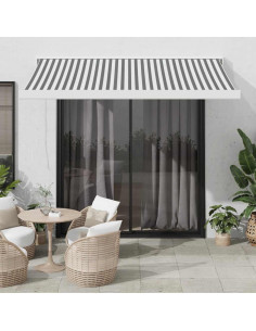 Tenda Retrattile Antracite e Bianca 3,5x2,5m Tessuto/Alluminio