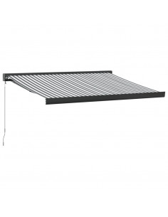 Tenda Retrattile Antracite e Bianca 3,5x2,5m Tessuto/Alluminio