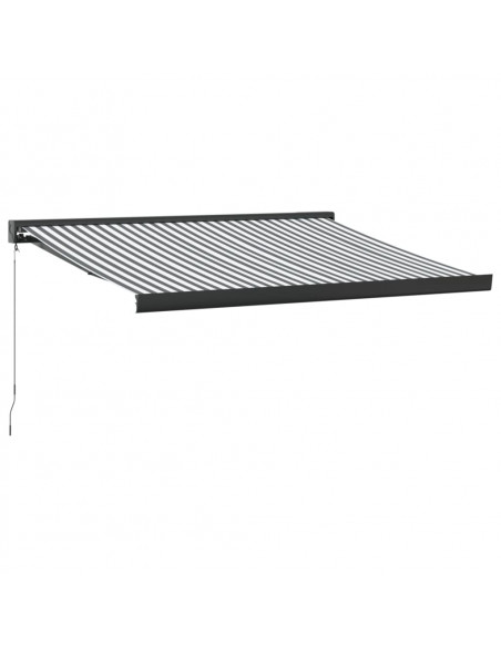 Tenda Retrattile Antracite e Bianca 3,5x2,5m Tessuto/Alluminio