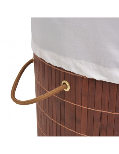 Cesto Portabiancheria in Bambù Rotondo Marrone