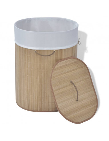 Cesto Portabiancheria in Bambù Ovale Colore Naturale