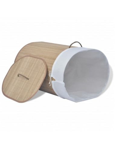 Cesto Portabiancheria in Bambù Ovale Colore Naturale