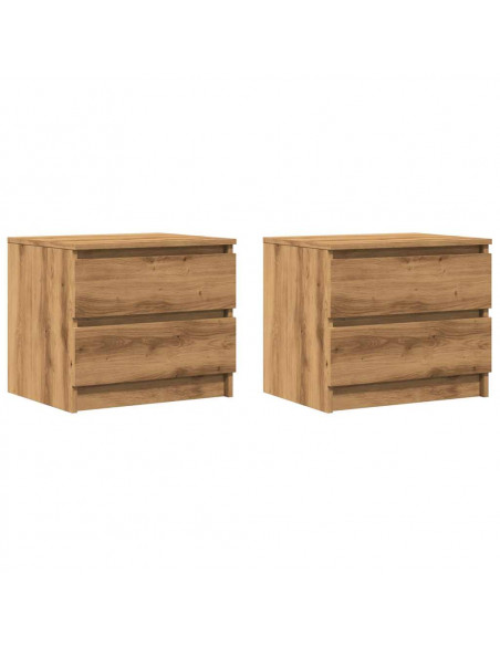 Comodini 2pz Rovere Artigianale 50x40x43.5 cm Legno Multistrato