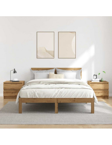 Comodini 2pz Rovere Artigianale 50x40x43.5 cm Legno Multistrato