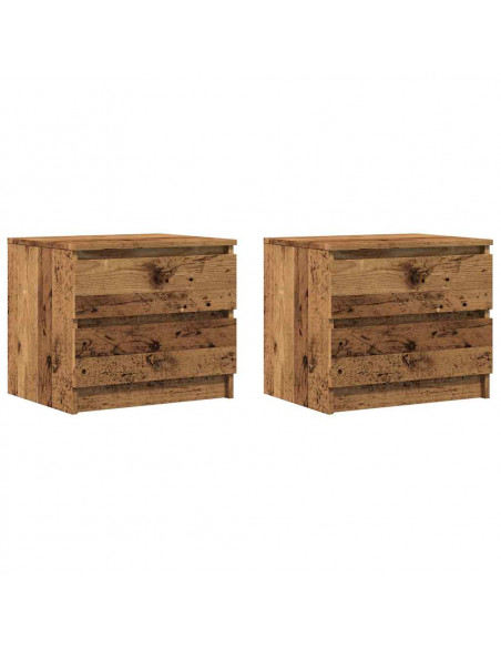 Comodini 2 pz Legno Antico 50x40x43.5 cm in Legno Multistrato