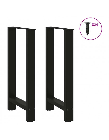 Gambe per tavolo da bar nere 2 pz 50x(90-91) cm in acciaio