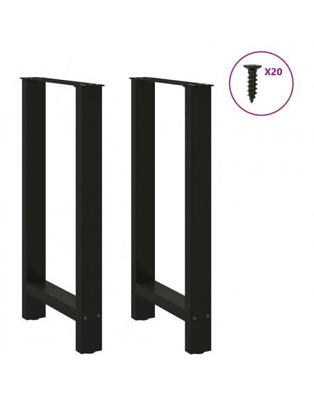 Gambe per tavolo da bar nere 2 pz 40x(90-91) cm in acciaio