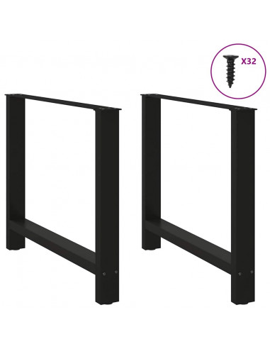 Gambe per Tavolino Nero 2 pz 100x(72-73) cm Acciaio