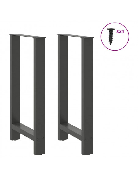 Gambe per tavolo da bar antracite 2 pz 50x(90-91) cm in acciaio