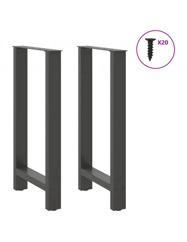 Gambe per tavolo da bar antracite 2 pz 40x(90-91) cm in acciaio