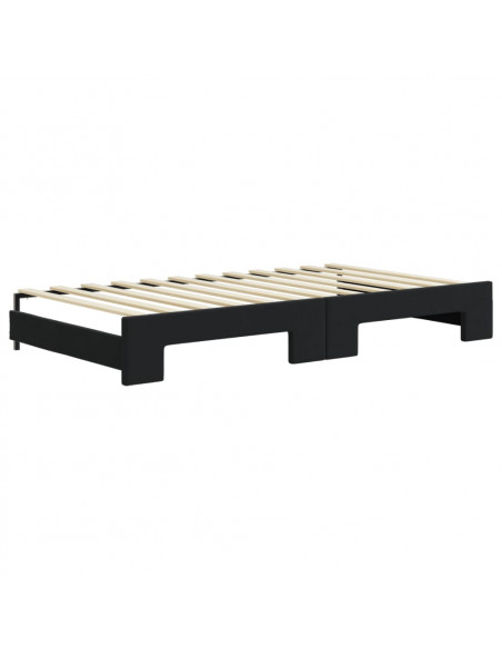 Divano Letto Estraibile con Cassetti Nero 100x200 cm in Velluto
