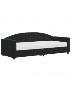 Divano Letto con Materasso Nero 80x200 cm in Velluto