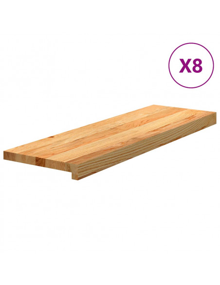 Gradini 8 pz Marrone Chiaro 80x25x2 cm Legno Massello Rovere