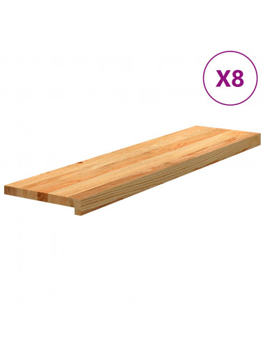 Gradini 8 pz Marrone Chiaro 100x30x2 cm Legno Massello Rovere