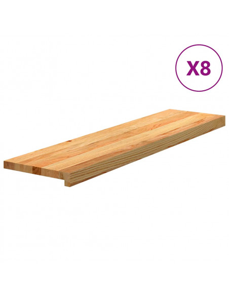 Gradini 8 pz Marrone Chiaro 100x25x2 cm Legno Massello Rovere