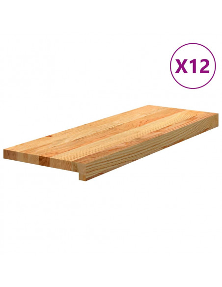 Gradini 12 pz Marrone Chiaro 70x25x2 cm Legno Massello Rovere