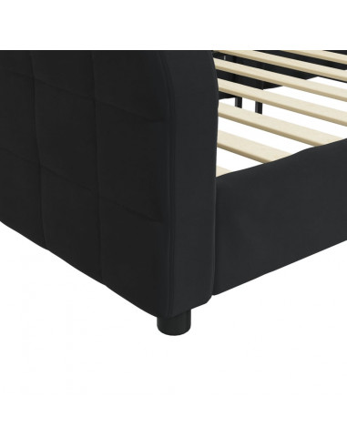 Letto da Giorno Nero 100x200 cm in Velluto