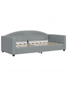 Letto da Giorno Grigio Chiaro 90x190 cm in Tessuto