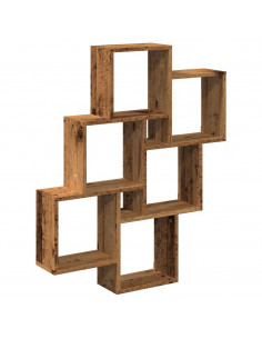 Mensola a Muro a Cubo Legno Antico 78x15x93cm Legno Multistrato