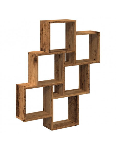 Mensola a Muro a Cubo Legno Antico 78x15x93cm Legno Multistrato