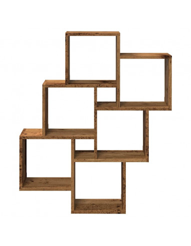 Mensola a Muro a Cubo Legno Antico 78x15x93cm Legno Multistrato