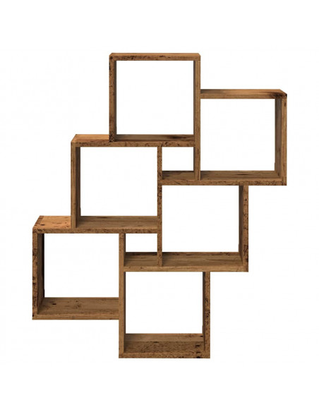 Mensola a Muro a Cubo Legno Antico 78x15x93cm Legno Multistrato