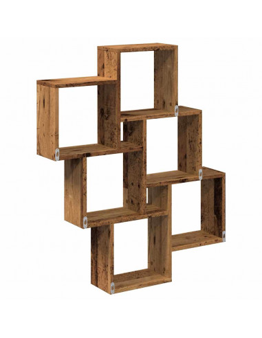 Mensola a Muro a Cubo Legno Antico 78x15x93cm Legno Multistrato