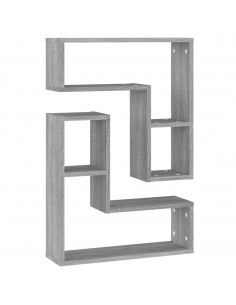 Mensole a Parete 2pz Grigio Sonoma 50x15x50cm Legno Multistrato