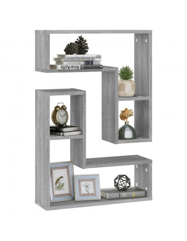 Mensole a Parete 2pz Grigio Sonoma 50x15x50cm Legno Multistrato