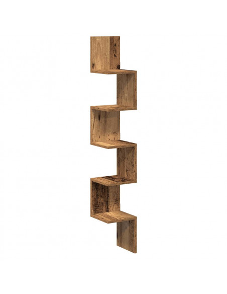Mensola Angolare Legno Antico 20x20x127,5 cm Legno Multistrato