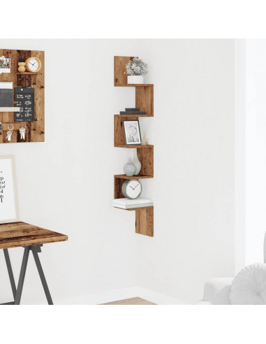 Mensola Angolare Legno Antico 20x20x127,5 cm Legno Multistrato