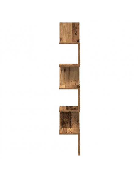 Mensola Angolare Legno Antico 20x20x127,5 cm Legno Multistrato