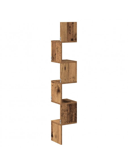 Mensola Angolare Legno Antico 20x20x127,5 cm Legno Multistrato
