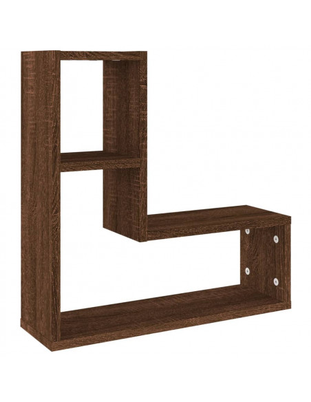 Mensole Parete 2pz Rovere Marrone 50x15x50 cm Legno Multistrato