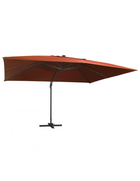 Ombrellone a Sbalzo con LED Terracotta 400x300 cm