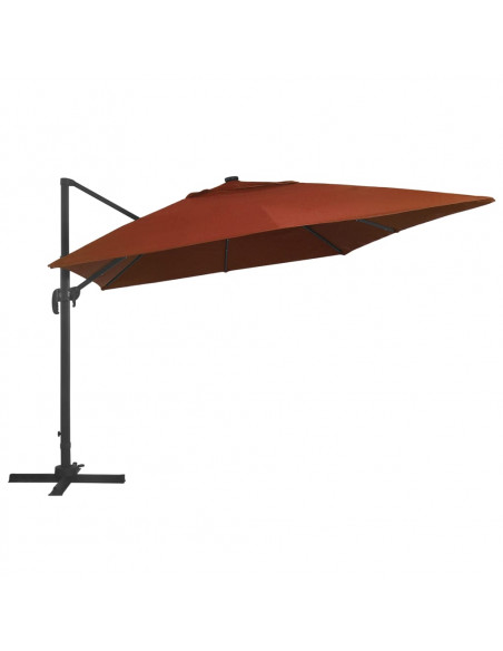Ombrellone a Sbalzo con LED Terracotta 400x300 cm