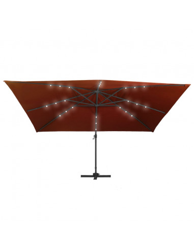 Ombrellone a Sbalzo con LED Terracotta 400x300 cm