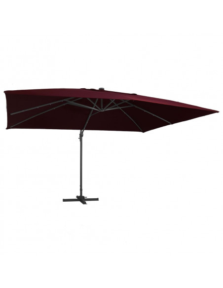 Ombrellone a Sbalzo con LED Rosso Bordò 400x300 cm