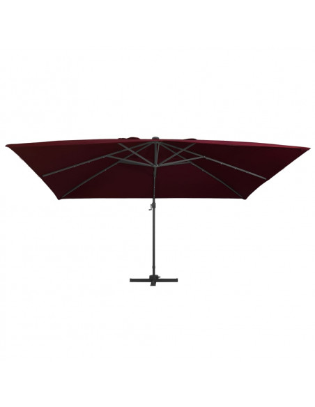 Ombrellone a Sbalzo con LED Rosso Bordò 400x300 cm